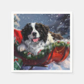 Neufundland Hund Weihnachtsfest Serviette (Vorderseite)