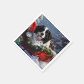 Neufundland Hund Weihnachtsfest Serviette (Ecke)