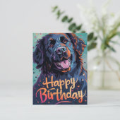 Neufundland-Hund zum Geburtstag Postkarte (Stehend Vorderseite)
