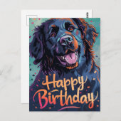 Neufundland-Hund zum Geburtstag Postkarte (Vorne/Hinten)