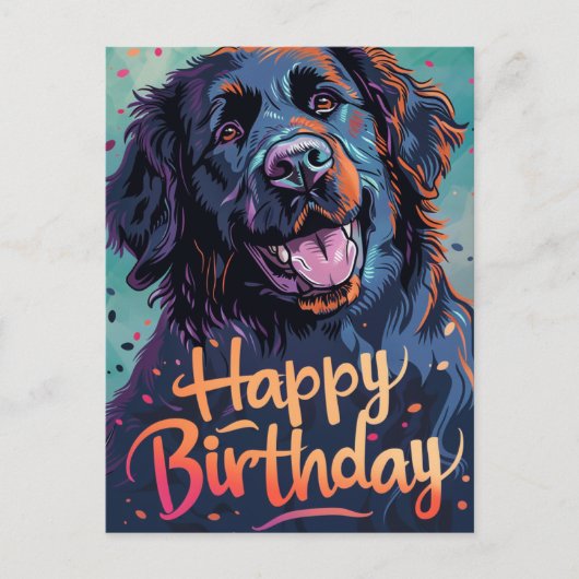 Neufundland-Hund zum Geburtstag Postkarte (Vorderseite)