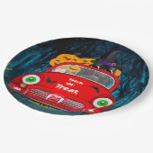 Neufundland Hunde Autofahren Auto Beängstigend Hal Pappteller (Schrägansicht)