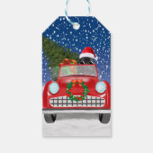 Neufundland Hunde Autofahren Auto im Schnee Weihna Geschenkanhänger (Rückseite)