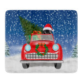 Neufundland Hunde Autofahren Auto im Schnee Weihna Schneidebrett (Vorderseite)