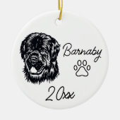 Neufundland Hunde Individuelle Name & Year Line Ar Keramik Ornament (Vorne)