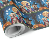 Neufundland Hunde Pumpkin Halloween Funny Geschenkpapier (Rolleneckpunkt)