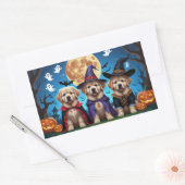 Neufundland Hunde Pumpkin Halloween Funny Rechteckiger Aufkleber (Umschlag)