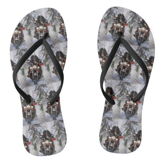 Neufundland Hunde reiten Motorrad Weihnachten Badesandalen (Fußbett)