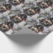 Neufundland Hunde reiten Motorrad Weihnachten Geschenkpapier (Ecke)