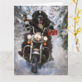 Neufundland Hunde reiten Motorrad Weihnachten Karte (Gelbe Blume)