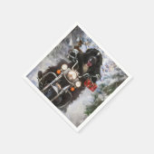 Neufundland Hunde reiten Motorrad Weihnachten Serviette (Ecke)