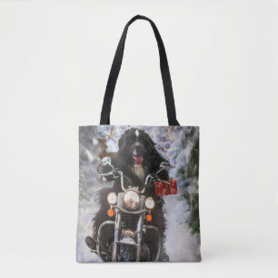 Neufundland Hunde reiten Motorrad Weihnachten Tasche