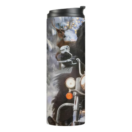 Neufundland Hunde reiten Motorrad Weihnachten Thermosbecher (Nach links gedreht)