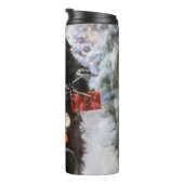 Neufundland Hunde reiten Motorrad Weihnachten Thermosbecher (Nach rechts gedreht)