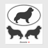 Neufundland Hunde Silhouetten Neuf Vinyl Stickers Aufkleber (Blatt)