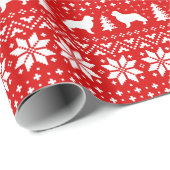 Neufundland Hunde Silhouetten Weihnachtsfeiertag Geschenkpapier (Rolleneckpunkt)