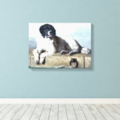 Neufundland Hunde Vintage Malerei Leinwanddruck (Insitu (Holzboden))