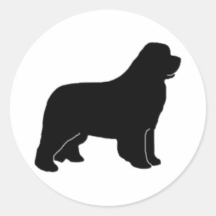 Neufundland-HundeSilhouette Runder Aufkleber