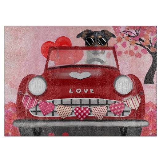 Neufundland im Auto mit Herz Schneidebrett (Vorderseite)