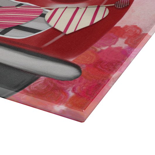 Neufundland im Auto mit Herz Schneidebrett (Ecke)