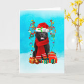 Neufundland im Schnee mit Weihnachtsgeschenken Karte (Gelbe Blume)