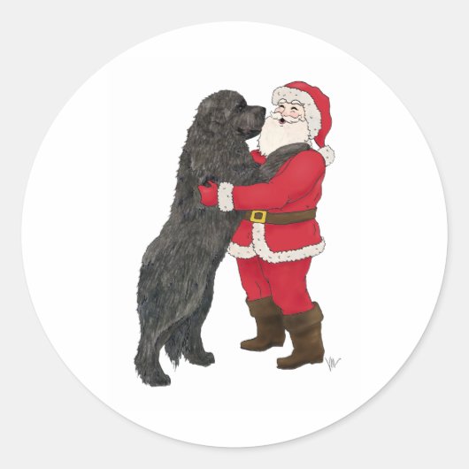 Neufundland Jowly Christmas Gruß Runder Aufkleber (Vorderseite)