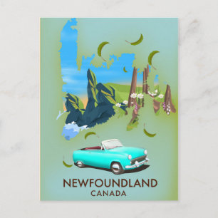 Neufundland Kanada Karte Reiseplakat