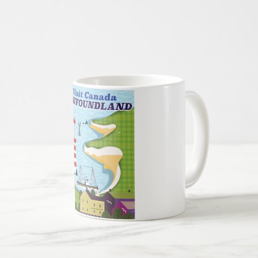 Neufundland - Kanadisches Vintage-Reiseplakat Kaffeetasse (VorderseiteRechts)