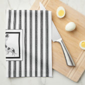 Neufundland Landseer auf schwarz-weiß Streifen Geschirrtuch (Viertel Falte)