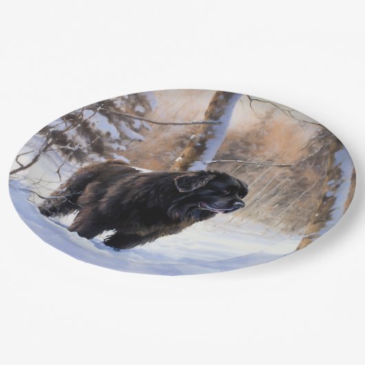 Neufundland Let It Snow Christmas Pappteller (Schrägansicht)