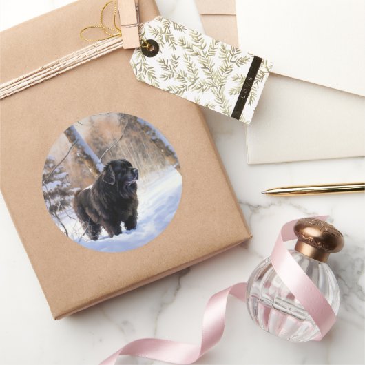 Neufundland Let It Snow Christmas Runder Aufkleber (Schenken)
