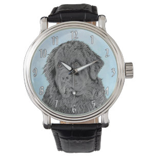 Neufundland Malerei - Niedliche Original Hunde Kun Armbanduhr