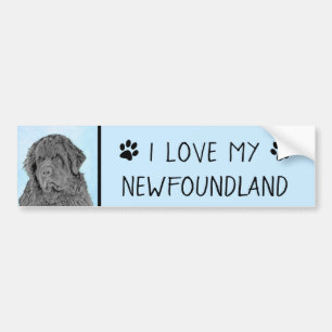 Neufundland Malerei - Niedliche Original Hunde Kun Autoaufkleber