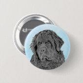 Neufundland Malerei - Niedliche Original Hunde Kun Button (Vorne & Hinten)