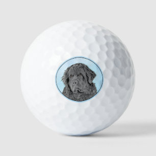 Neufundland Malerei - Niedliche Original Hunde Kun Golfball