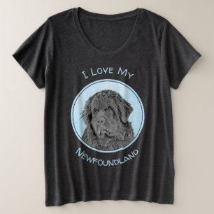 Neufundland Malerei - Niedliche Original Hunde Kun Große Größe T-Shirt