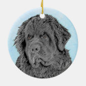 Neufundland Malerei - Niedliche Original Hunde Kun Keramik Ornament (Hinten)