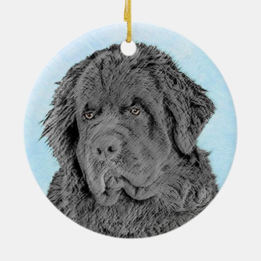 Neufundland Malerei - Niedliche Original Hunde Kun Keramik Ornament (Hinten)