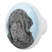 Neufundland Malerei - Niedliche Original Hunde Kun Keramikknauf (Rechts)