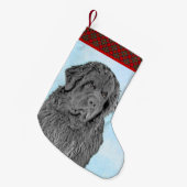 Neufundland-Malerei - Niedliche Original Hunde-Kun Kleiner Weihnachtsstrumpf (Vorderansicht (hängend))