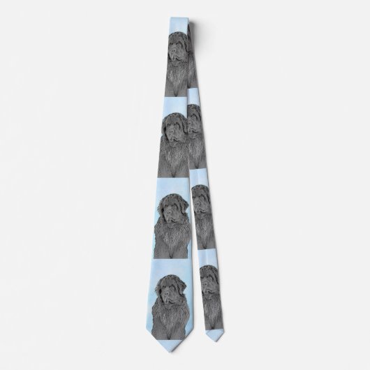 Neufundland Malerei - Niedliche Original Hunde Kun Krawatte (Vorderseite)