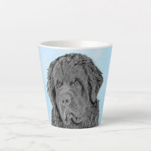 Neufundland Malerei - Niedliche Original Hunde Kun Milchtasse