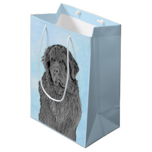 Neufundland Malerei - Niedliche Original Hunde Kun Mittlere Geschenktüte
