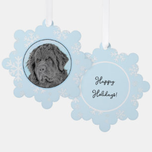 Neufundland Malerei - Niedliche Original Hunde Kun Ornament Karte