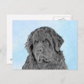 Neufundland Malerei - Niedliche Original Hunde Kun Postkarte (Vorne/Hinten)