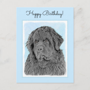 Neufundland Malerei - Niedliche Original Hunde Kun Postkarte