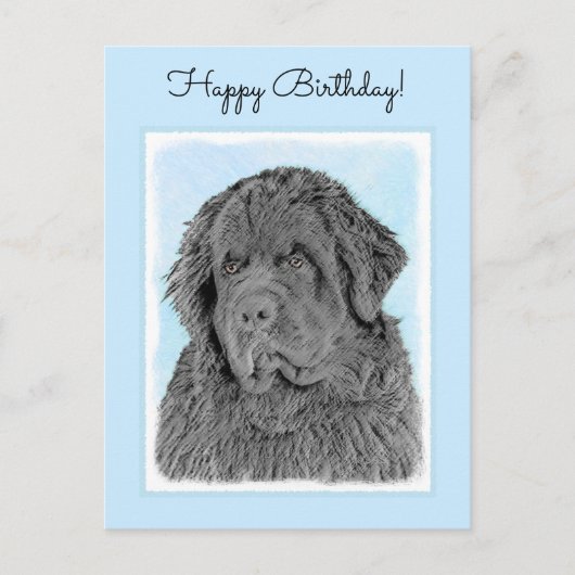 Neufundland Malerei - Niedliche Original Hunde Kun Postkarte (Vorderseite)