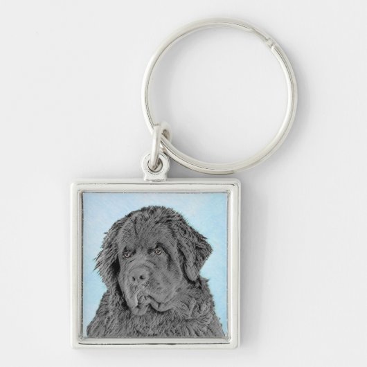 Neufundland Malerei - Niedliche Original Hunde Kun Schlüsselanhänger (Vorne)