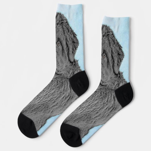 Neufundland Malerei - Niedliche Original Hunde Kun Socken (Linkes Detail)