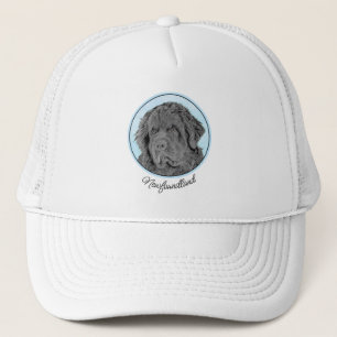 Neufundland Malerei - Niedliche Original Hunde Kun Truckerkappe